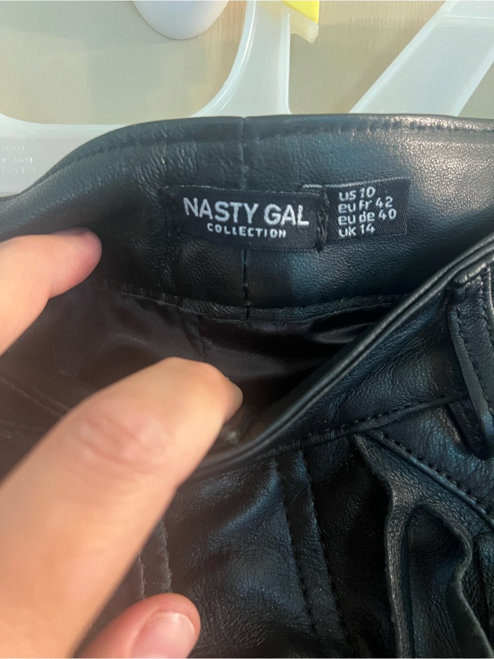 Nasty Gal Black Vegan Leather High-Waist Fringe Shorts - Picture 4 of 4